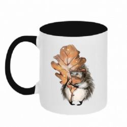 Чашка двухцветная 320ml Осенний ежик - PrintSalon