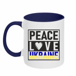 Кружка двухцветная 320ml PEACE LOVE UKRAINE - PrintSalon