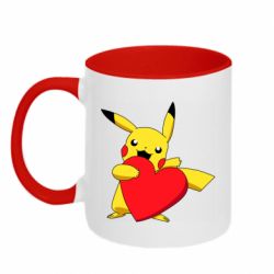 Чашка двухцветная 320ml Pikachu Heart - PrintSalon