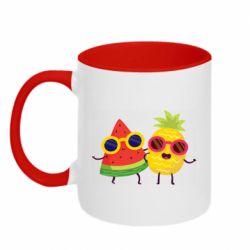 Чашка двухцветная 320ml Pineapple with watermelon - PrintSalon