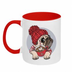 Чашка двухцветная 320ml Pug And Coffee - PrintSalon