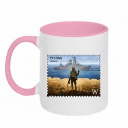 Кружка двухцветная 320ml русский корабль иди на@ - PrintSalon