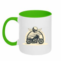 Чашка двухцветная 320ml Skull and Bike - PrintSalon