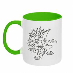 Чашка двухцветная 320ml Sun and Moon faces - PrintSalon
