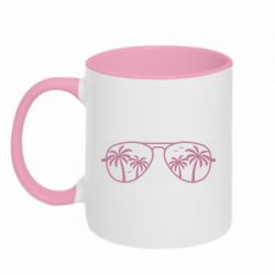 Чашка двухцветная 320ml Sunglasses And Palm Trees - PrintSalon