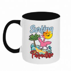 Чашка двухцветная 320ml Surfing Paradise Flamingo - PrintSalon