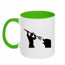 Чашка двухцветная 320ml Тризубом по морде - PrintSalon