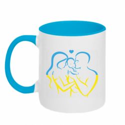 Кружка двухцветная 320ml Украина! Семья! - PrintSalon