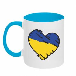 Чашка двухцветная 320ml Украина сердце с царапинами - PrintSalon