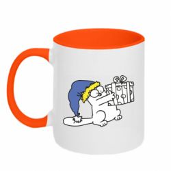 Чашка двухцветная 320ml Украинский кот саймона с подарком - PrintSalon