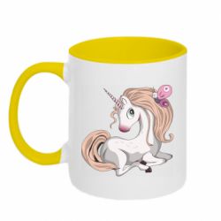 Чашка двухцветная 320ml Unicorn with bow tie - PrintSalon