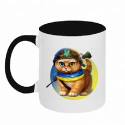 Чашка двухцветная 320ml Военный котик - PrintSalon