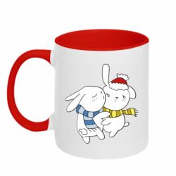 Чашка двухцветная 320ml Зайцы - PrintSalon