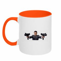 Кружка двухцветная 320ml Зеленский с оружием - PrintSalon