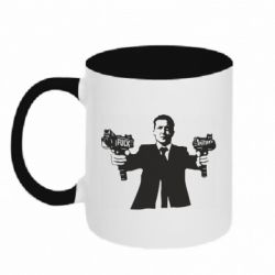 Кружка двухцветная 320ml Zelensky fuck putin - PrintSalon