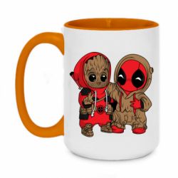 Чашка двухцветная 420ml Baby Groot And Deadpool - PrintSalon