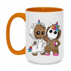 Чашка двухцветная 420ml Baby Groot And Unicorn - PrintSalon