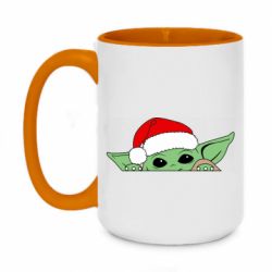 Чашка двокольорова велика Baby Yoda Santa - PrintSalon