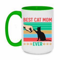 Чашка двухцветная 420ml Best cat mom ever - PrintSalon