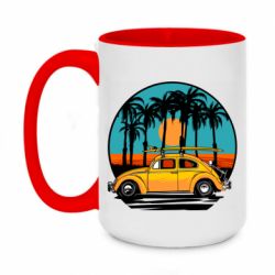 Чашка двухцветная 420ml Car and sunset - PrintSalon
