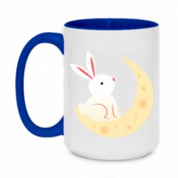Чашка двухцветная 420ml Cute rabbit on the moon - PrintSalon