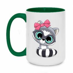 Чашка двухцветная 420ml Cute raccoon - PrintSalon