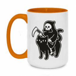 Чашка двокольорова велика Death and cat - PrintSalon