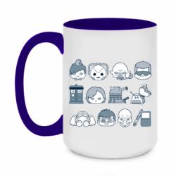 Чашка двухцветная 420ml Doctor who icons - PrintSalon