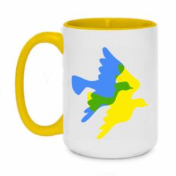 Кружка двухцветная 420ml Dove flag of Ukraine - PrintSalon