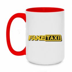 Чашка двухцветная 420ml Fake taxi logo 2 - PrintSalon