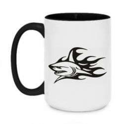 Чашка двухцветная 420ml Flaming shark - PrintSalon