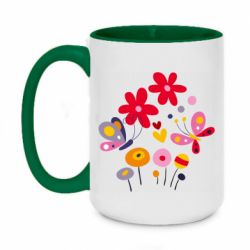 Чашка двухцветная 420ml Flowers and Butterflies - PrintSalon