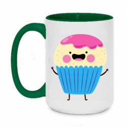 Чашка двухцветная 420ml Funny cupcake with smile - PrintSalon