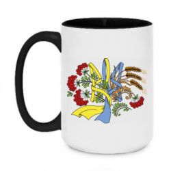 Чашка двокольорова велика Герб колоски і калина - PrintSalon
