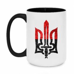 Чашка двухцветная 420ml Герб Украины красно-черный - PrintSalon