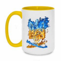 Чашка двухцветная 420ml Горящий гербу Украины - PrintSalon
