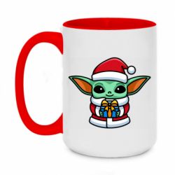 Чашка двухцветная 420ml Grogu Santa Claus - PrintSalon