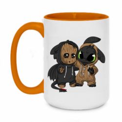 Чашка двухцветная 420ml Groot And Toothless - PrintSalon
