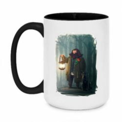 Чашка двухцветная 420ml Хагрид в лесу - PrintSalon