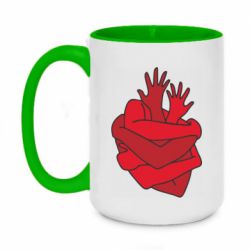 Чашка двухцветная 420ml Heart out of hands - PrintSalon