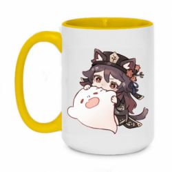 Чашка двухцветная 420ml Hu Tao cat - PrintSalon