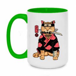 Чашка двухцветная 420ml Japanese Akatsuki cat - PrintSalon
