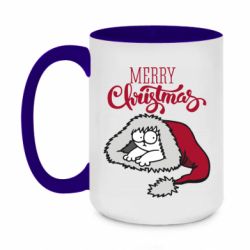 Чашка двухцветная 420ml Кот саймона рождество - PrintSalon