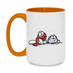 Чашка двухцветная 420ml Кот Саймона Зима - PrintSalon