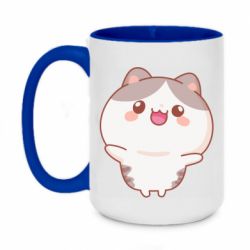 Чашка двухцветная 420ml Котик обнимает тебя - PrintSalon