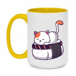 Чашка двухцветная 420ml Котик. Суши-кровать - PrintSalon