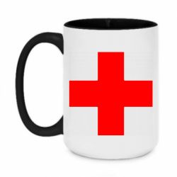 Кружка двухцветная 420ml Красный крест - PrintSalon