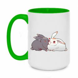 Чашка двухцветная 420ml Кролики Вэй и Лань - PrintSalon