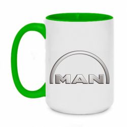 Чашка двухцветная 420ml Man metallic logo - PrintSalon