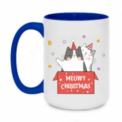 Чашка двухцветная 420ml Meowy Christmas ( present box ) - PrintSalon